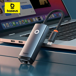 Baseus USB C to Ethernet Adapter Aluminum Gigabit USB C Adapter for Laptop MacBook Pro 1000/100Mbps USB Lan RJ45 Network Card