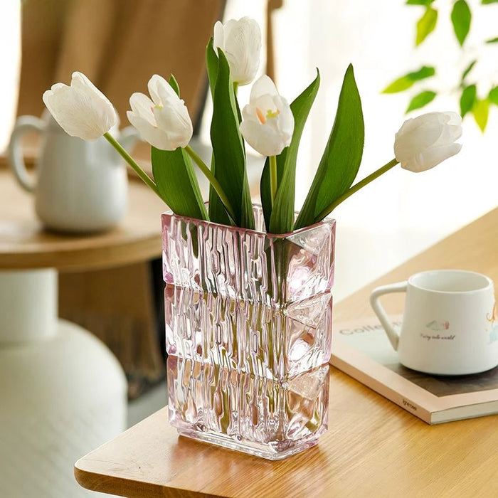 Creative Vases Decoration Home Living Room Flower Arrangement Glass Transparent Light Luxury Water Raised Rose Lily Flowers Vase