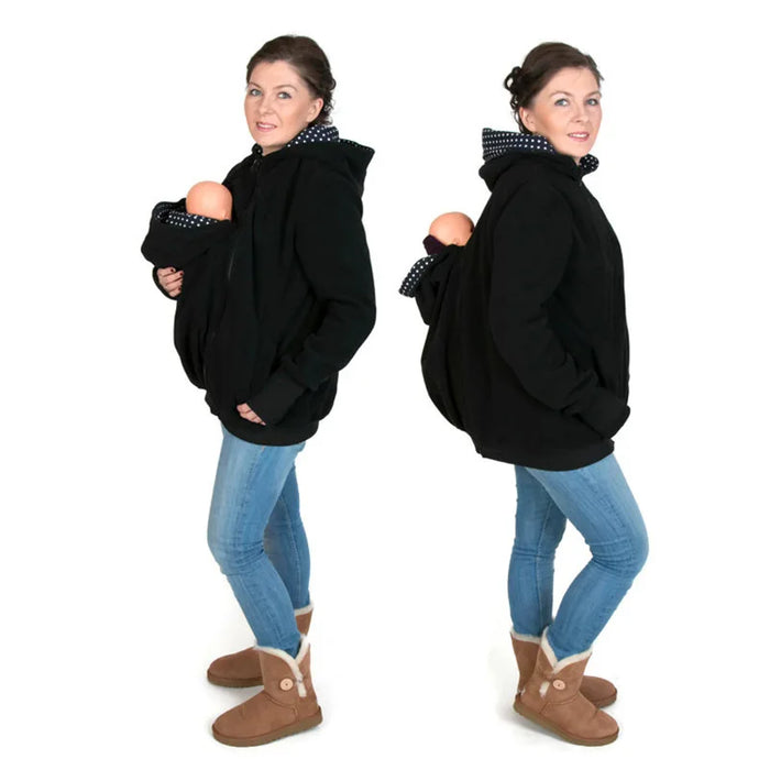 Mother Kangaroo Hoodie Sweater Jacket Maternity Clothes Thicken Coat For Pregnant Women Parenting Child Winter 2023 Brand