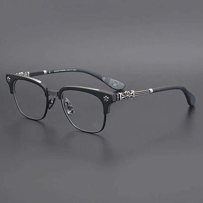 FEROCE 2023 High-End Handmade Carved Eyewear pure titanium medium gold glasses luxury Italian acetate half frame myopia glasses