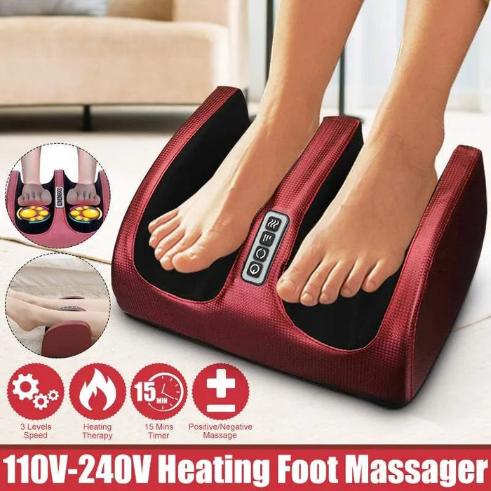 Electric Foot Massager Heating Therapy Hot Compression Shiatsu Kneading Roller Muscle Relaxation Pain Relief Foot Spa Machine