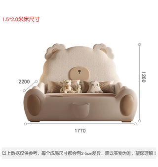 Solid wood children's bed Boys girls single bed Modern simple light luxury leather bed creative bear cartoon bed