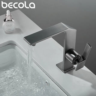 Gray Basin Waterfall Faucets Black Chrome Bathroom Faucet Single Handle Basin Mixer Tap Brush Gold Faucet Brass Sink Bathroom