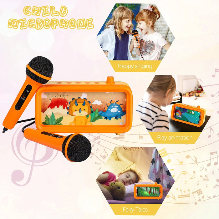 Wholesale Kids Karaoke Singing Machine Toy Musical Instrument Pink Karaoke Microphone For Children With 2 Mics Christmas Gifts