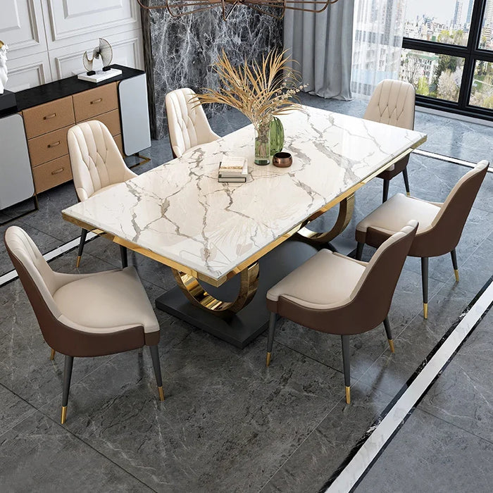 Light luxury marble table and chair combination, post-modern simple family, small family, Hong Kong Style rectangular table