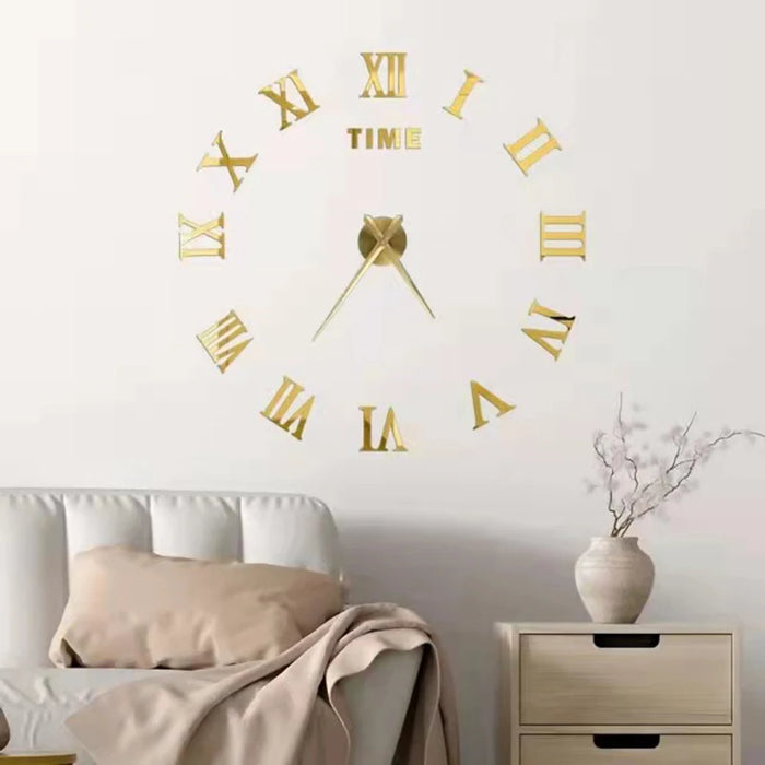 New 3D Roman Numeral Acrylic Mirror Wall Clock Sticker Fashion DIY Quartz Clocks Watch Home Decoration Living Room Stickers