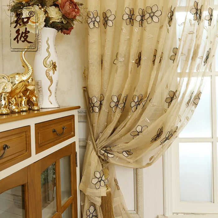 New Curtains for Living Dining Room Bedroom Custom Korean American Luxury Pearl Embroidery Door Window Curtain Room Decor