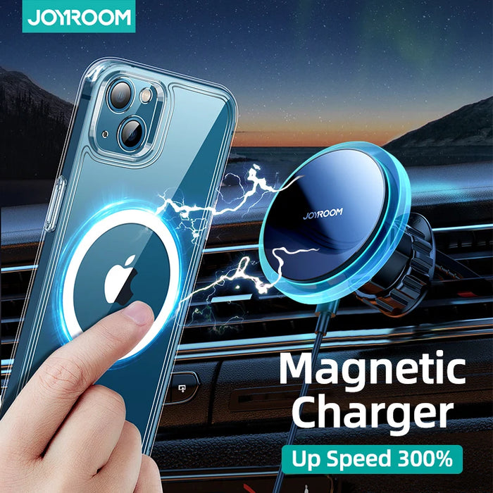 Joyroom 15W Fast Charging Magnetic Car Phone Holder Wireless Charger For iPhone 14 13 12 Pro Max Bluer Light Phone Holder In Car