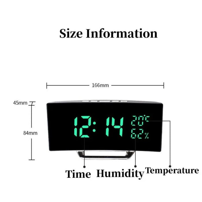 Mirror Digital Alarm Clock Temperature Date 2 Levels of Brightness Adjustment Snooze Table Clock 12/24H Night Mode LED Clock