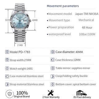 PAGANI DESIGN 2024 New Men's Watches Luxury Automatic Watch Men Mechanical Date Week Wristwatch Men AR Sapphire glass Waterproof