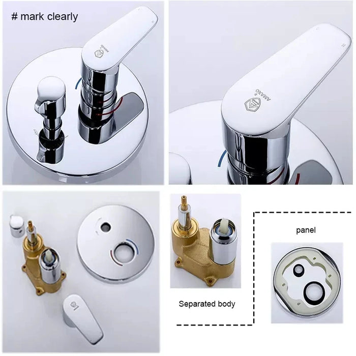 AMAXO Chrome Bathroom Shower Set System Wall Mount Solid Brass Bathroom Faucet With Shower