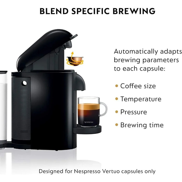 VertuoPlus Coffee and Espresso Machine by Breville with Milk Frother,60 Fluid Ounces, Ink Black