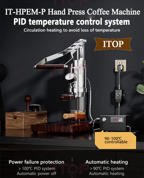 ITOP IT-HPEM-P Hand Press Coffee Maker With PID Temperature Control 9 Bar Constant/Variable Pressure Lever Espresso Coffee NEW