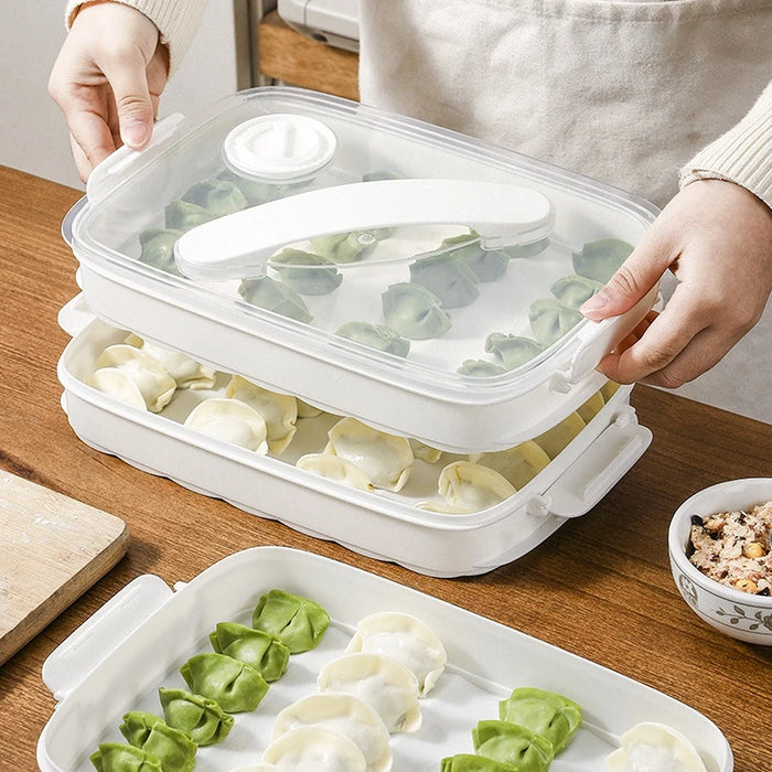 JAPAN Practical Dumplings Storage Box Refrigerator Stackable Plastic Food Container Kitchen Organizer Accessorie Egg Holder Tray
