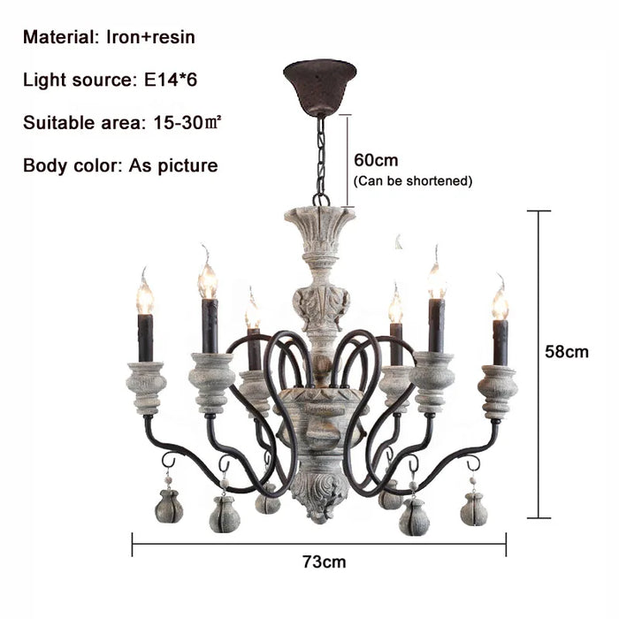 American Style Rural Retro Chandelier Nostalgic Living Room Bedroom French Style Lamp Iron Art European Style Pendant Lights