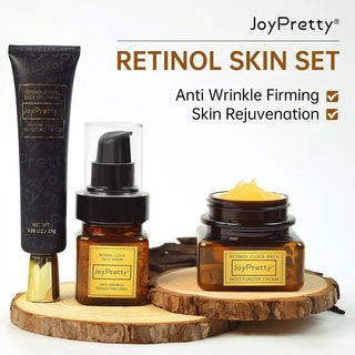 JoyPretty Retinol Face Cream and Eye Cream, Serum, Firm Lift, Anti Wrinkle Aging, Reduce Fine Lines Kit, Facial Skin Care, 3 Pcs
