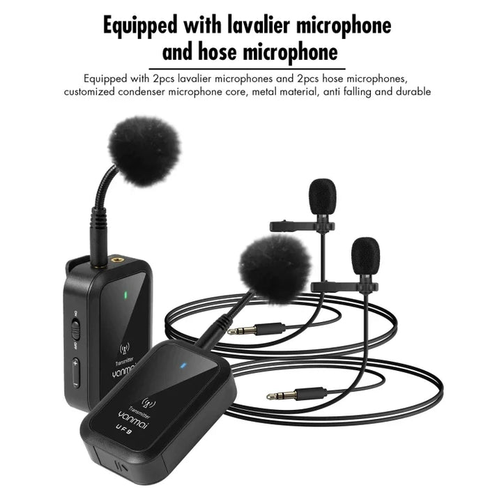 Professional Broadcast Wireless Lavalier Microphone Mini Clip-on Mic