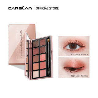 CARSLAN 10 Colors Silky Twinkle Eyeshadow Palette Nude Natural Matte Glitter Pearly Shiny Eye Shadow Pigment Cosmetics Makeup