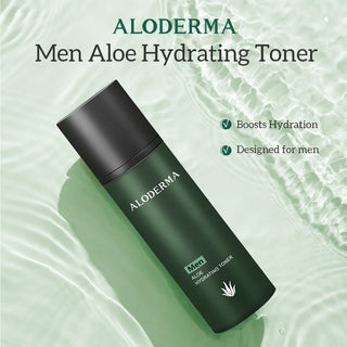 Aloderma Men's Hydrating Skin Care Set - 3 Piece Set for Deep Cleansing, Refreshing, and Moisturizing