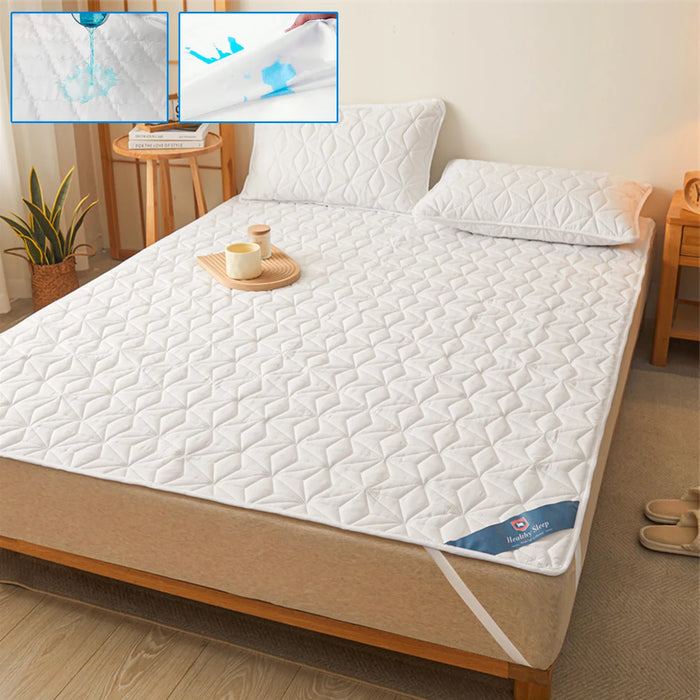 Waterproof Mattress Protector - Breathable Noiseless Mattress Cover Pad with 4 Elastic Corner Straps Fits up to 40 cm deep