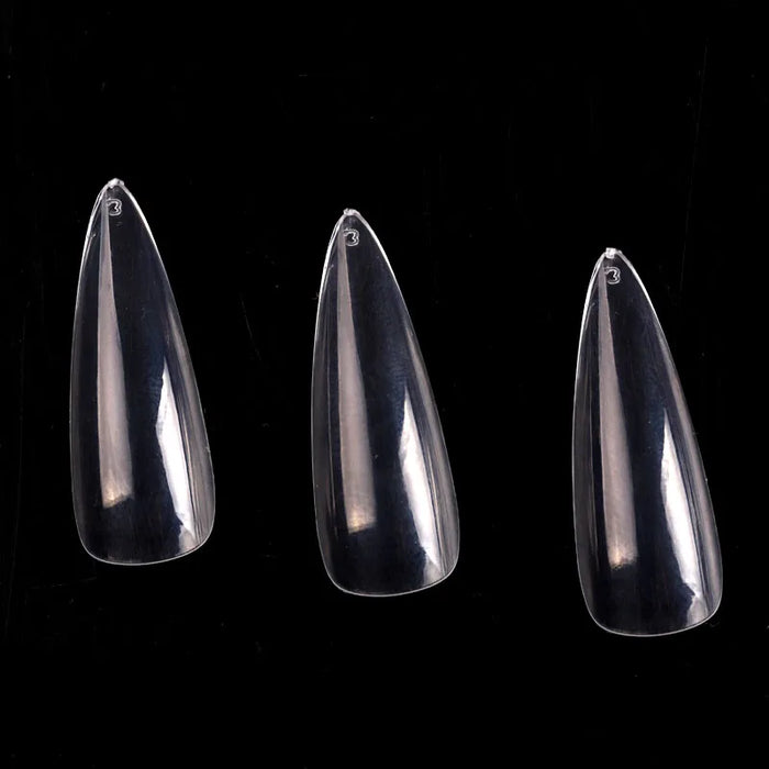 TSZS 500 PCS ABS Artificial Transparent Full Cover Nail Tips Pointed Long False Finger Nails Supplier For Lady