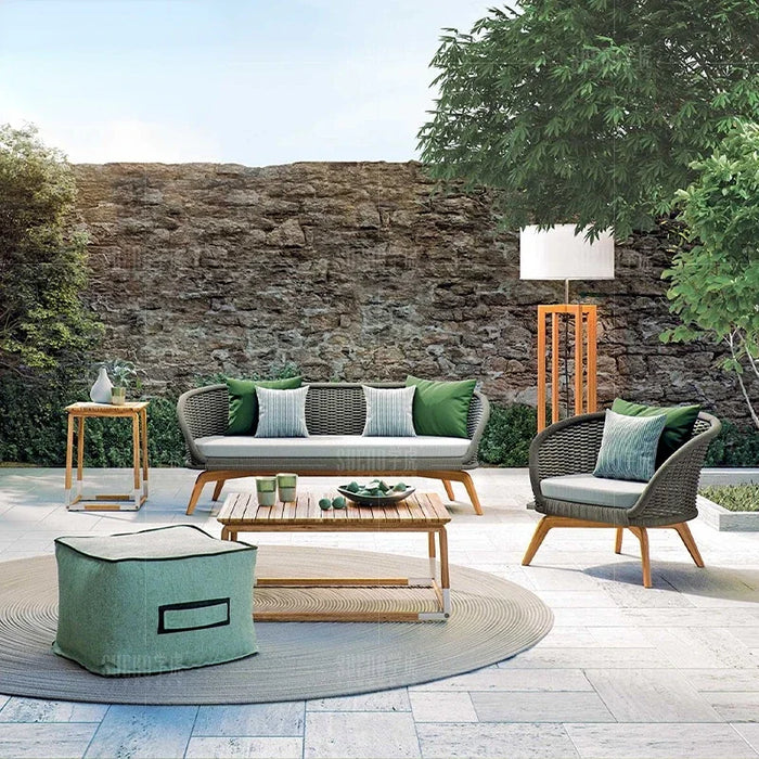 Outdoor Balcony Garden Sofa Waterproof Sunscreen Lotion Days Teak Leisure Rattan Woven Furniture