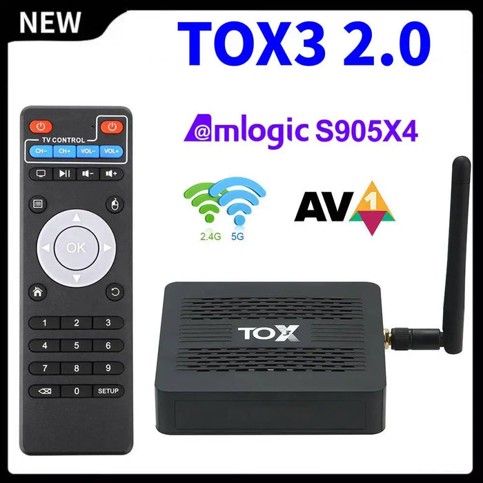 TOX3 Version 2.0 Smart TV Box Android 11 Amlogic S905X4 Media Player Android 11.0 Set Top Box 2T2R Dual Wifi 1000M AV1 4K 60fps