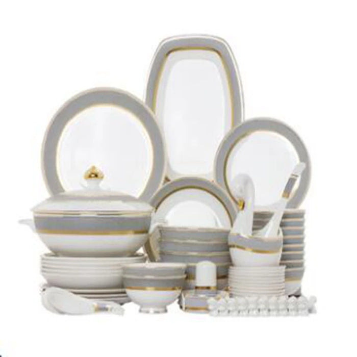 Bone china tableware set household combined bowl and plate set tableware European style bowl and plate set