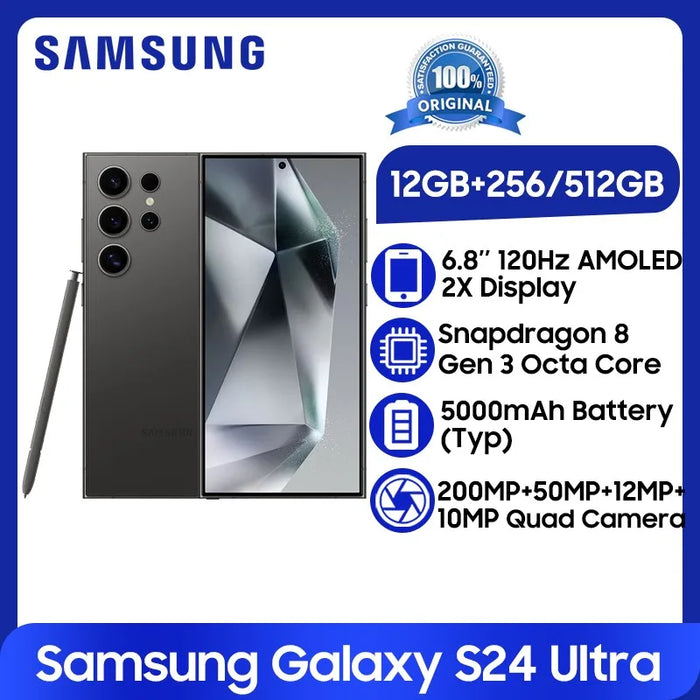 Samsung Galaxy S24 Ultra 5G NFC Smartphone Snapdragon 8 Gen 3 6.8'' AMOLED Display 200MP OIS Quad Camera 5000mAh Battery