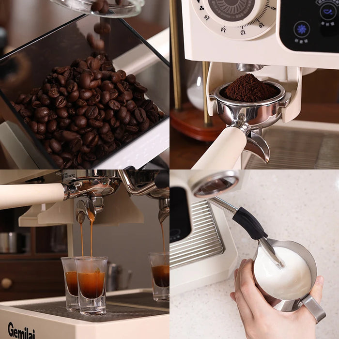 Gemilai CRM3813 Best 3 In 1 Semi Automatic Household Espresso Coffee Machine With Milk Frother And Bean Grinder