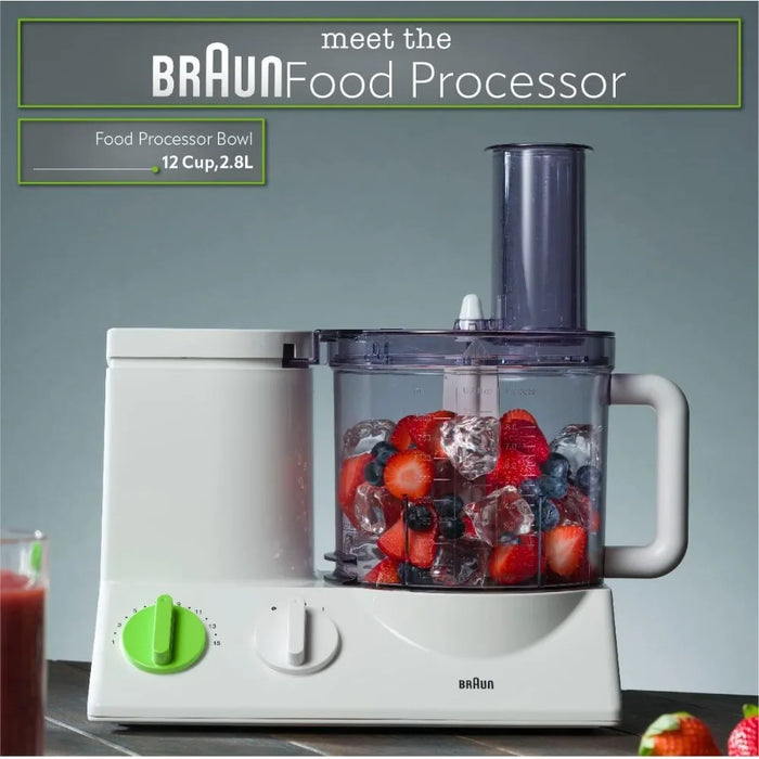 FP3020 12 Cup Food Processor Ultra Quiet Powerful motor, includes 7 Attachment Blades + Chopper and Citrus Juicer