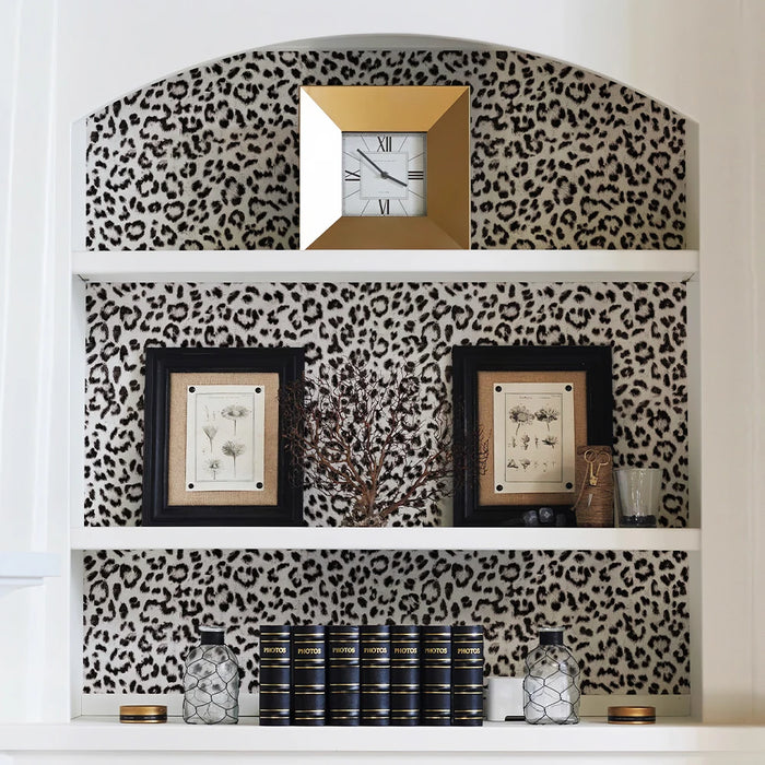 Black And White Leopard Wallpaper Peel Snd Dtick Retro Leopard  Cabinet Sticker Elegant PVC Waterproof  Kitchen Bathroom Decor