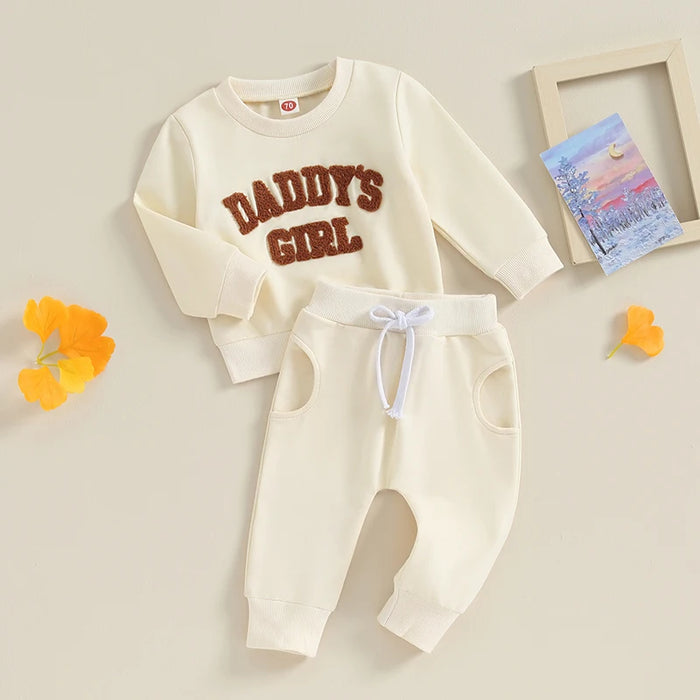 2023-08-08 Lioraitiin 0-3T Newborn Baby Girls Sweat Outfits Letter Print Sweatshirt Long Pant Fall Winter Baby Clothes Set