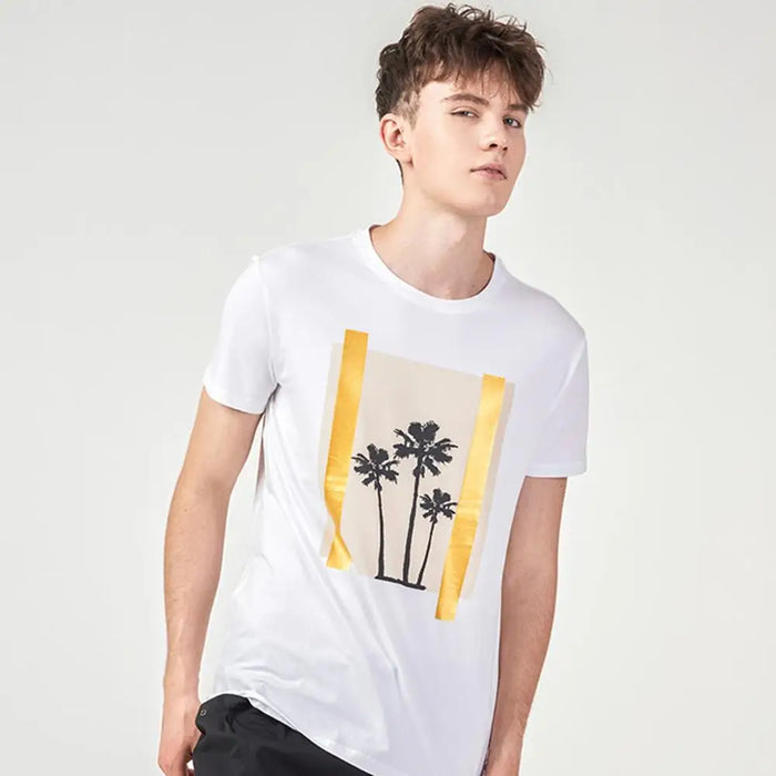 HW New Mens T-shirt Print Patchwork Short-Sleeve T-shirt Brand Top Summer Couple Round Neck T-shirt