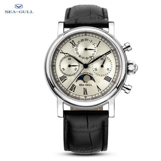 New Seagull Watch Men's Sports Casual Chronograph Men's Multifunctional Belt Waterproof Moon Phase Mechanical Wristwatch M199S