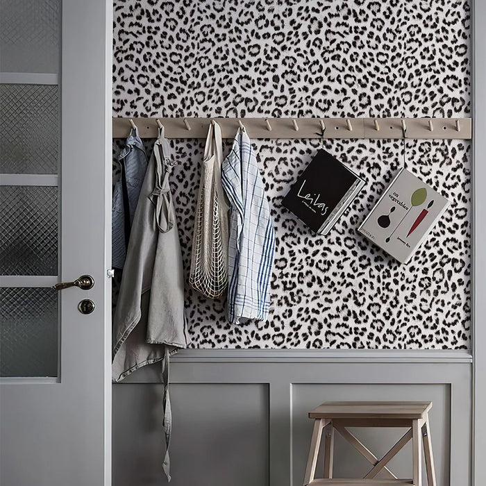 Black And White Leopard Wallpaper Peel Snd Dtick Retro Leopard  Cabinet Sticker Elegant PVC Waterproof  Kitchen Bathroom Decor