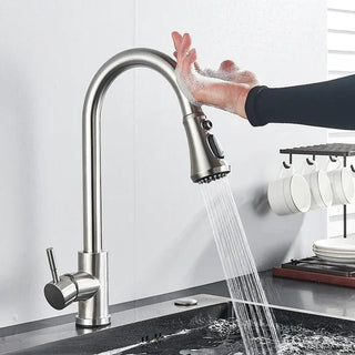 Smart Touch Stainless Steel Kitchen Sink Tap Pull Out Kitchen Sink Faucet Automatic Sensor Faucet