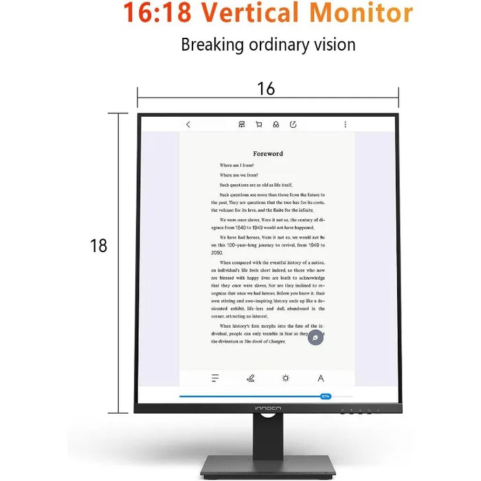 28 Inch 16:18 SDQHD 2560 x 2880p Computer Vertical Monitor with 2.0MP Webcam with Mic, Height/Pivot Adjustable Stand, Speakers