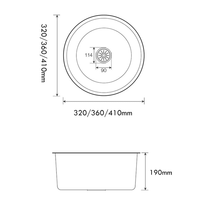 Round Bar Sink Stainless Steel Kitchen Sink Single Bowl Black-Gary BasinWith Drain Accessories For Home Improvement Decoration