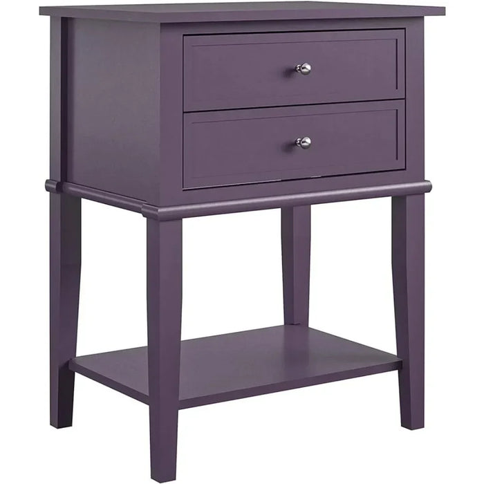 Home Franklin Accent 2 Drawers, Purple Table Bedroom Furniture Nightstand