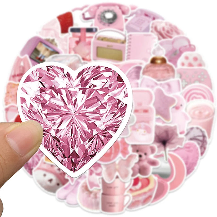 10/30/50PCS Kawaii Pink Sticker Aesthetic PVC School Stationery Children's Sketchbook Diary Laptop Scrapbook Supplies for Kids