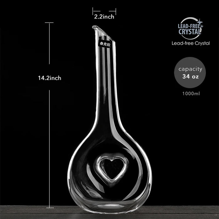 Heart-shaped Wine Decanter Crystal Wine Aerator Hand Blown Lead-free Crystal Glass Unique Design Wine Gift Accessories