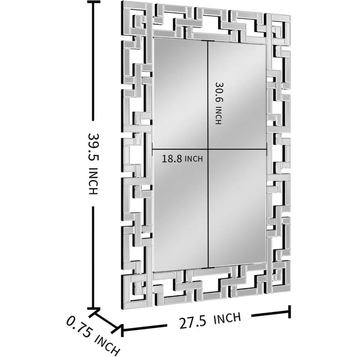 Decoration Mirror for Bathroom, 27.5" W X39.5 H The Multi-faceted Dramatic Frame Design, Decorative Mirror