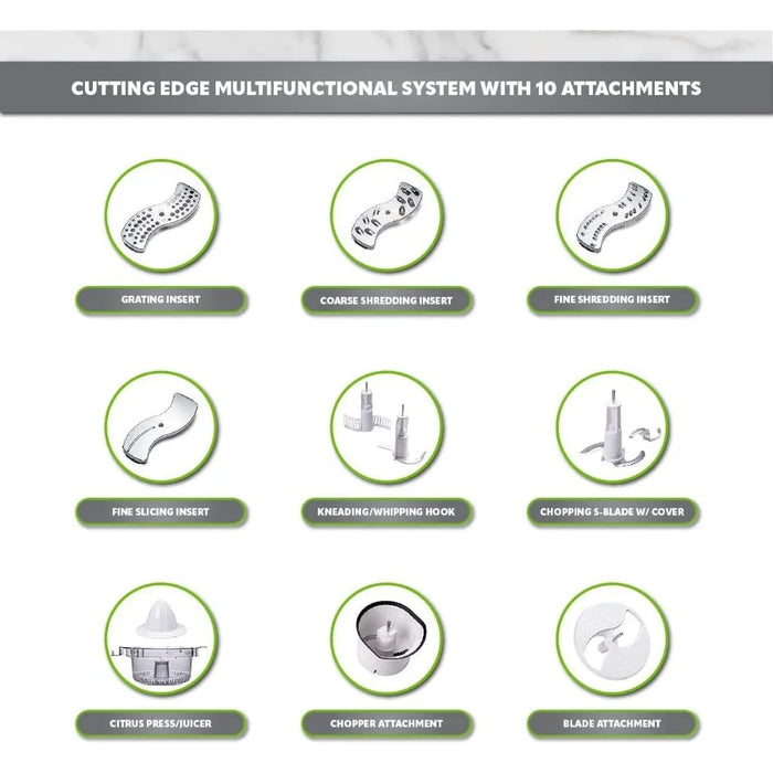12 cups of food processing machine super silent strong motor, including 7 accessory blades+chopper and citrus juicer