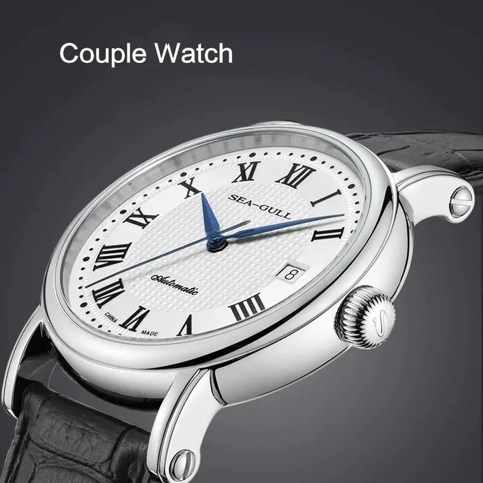 Seagull Business Watch Men's Mechanical Wristwatch 50 meters Waterproof Leather Fashion Men's Watch reloj hombre 819.368