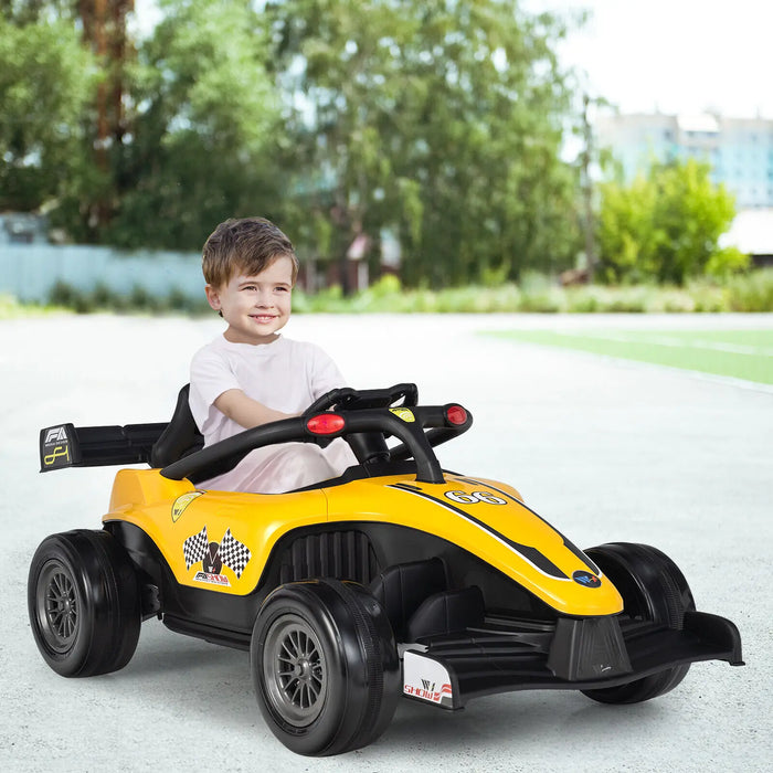 Babyjoy 12V Kids Ride on Car Electric Racing Truck Remote Control w/ MP3 & Lights Yellow