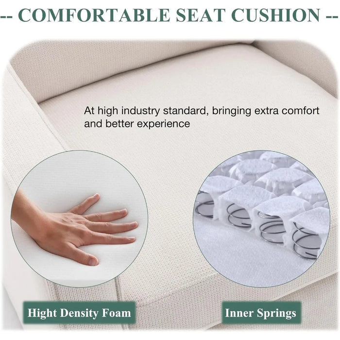 360° Swivel Living Room Chair, Upholstered Fabric Armchair, Lumbar Pillow with Inner Spring Seat Cushion,for Living Room Bedroom