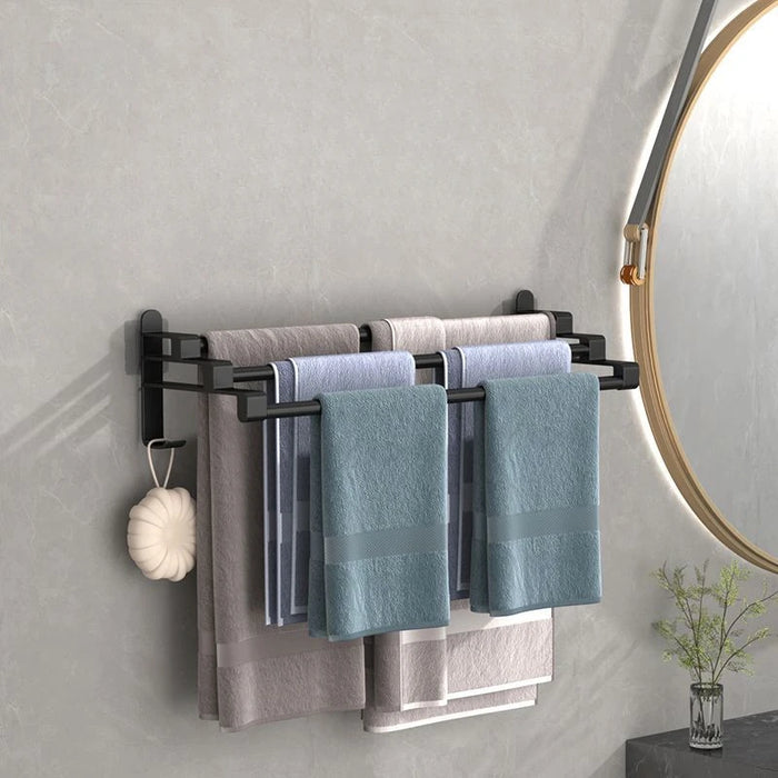 Punch-free Towel Rack Bathroom Wall Mounted Towel Bar Modern Simple Household Toilet Bath Towel Rack Hanging Hook Storage Shelf