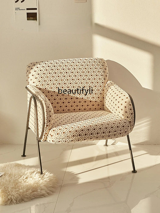 zqNordic Light Luxury Fabric Couch Modern Single Leisure Chair Small Apartment Living Room Chair