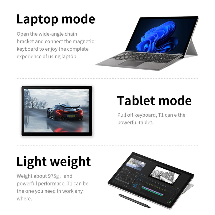 T1 Laptop 2-IN-1 Tablet PC 12th Gen Intel Core i7-1260P 16G+512GB 1TB 2TB 13" 2K IPS Ultraslim Windows 11 Computer 65W Notebook